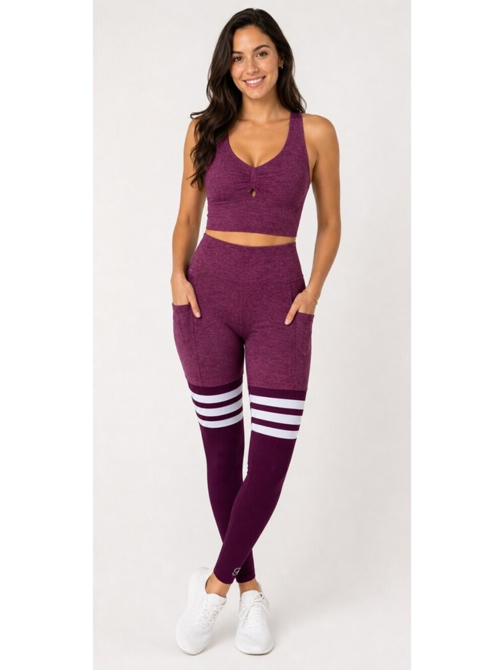 Burgundy Bombshell Performing thigh high leggings pocket made in USA